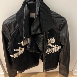 Anthropologie leather and sweater jacket